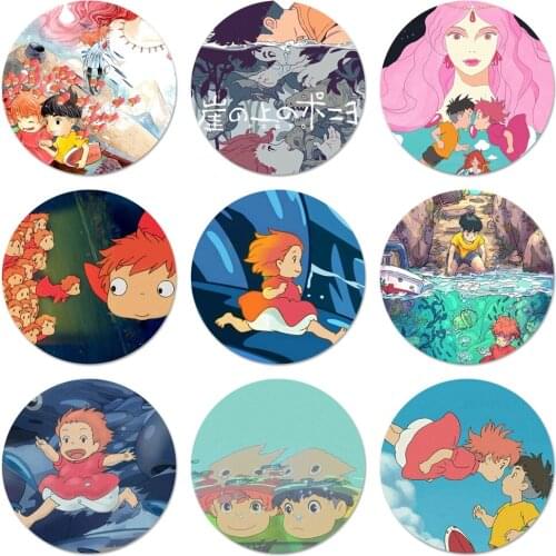 58mm Hayao Miyazaki anime ponyo on the cliff Icons Pins Badge Decoration Brooches Metal Badges For Backpack Decoration