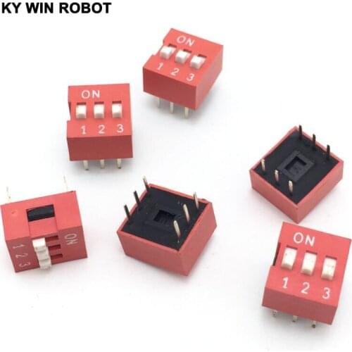 10pcs DIP Switch Slide Type Red 3P 6 pin 2.54mm Pitch 2 Row DIP Toggle switches Free Shipping
