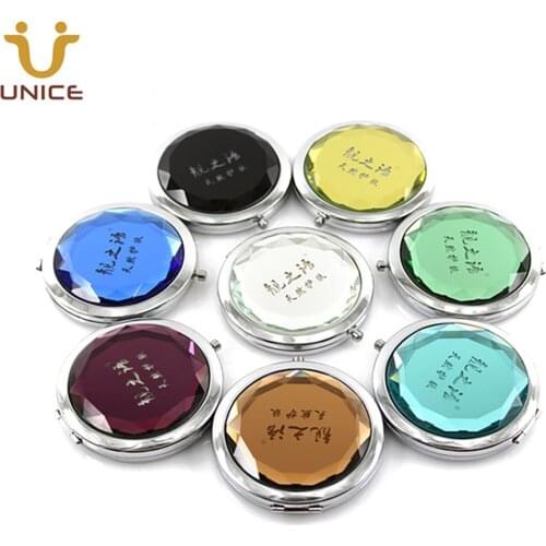 100pcs/lot Custom LOGO Crystal Makeup Mirror Pocket Compact Mirror Purse Cosmetic Mirror Customized Logo