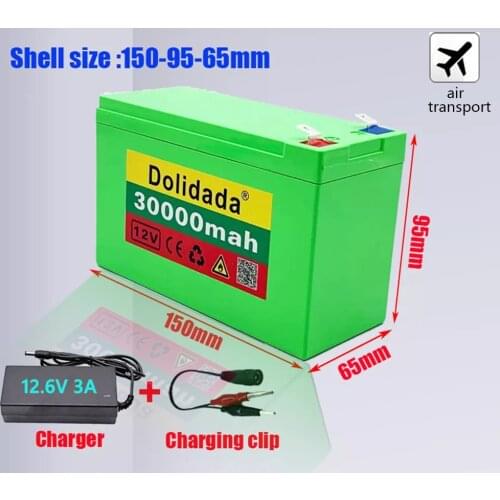 12V 30Ah 18650 lithium battery pack 3S6P built-in high current 20A BMS for sprayers, childrens electric vehicle batterie+12.6V