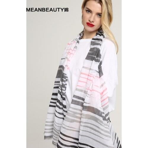 2018 Bandana Cotton Head Scarf Women Scarves Stoles Shawls Pashmina for Ladies Wraps Thin Simple Lines Print