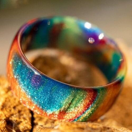 2021 Fashion Personality Acrylic Resin Ring Jewelry Simple Colorful Rainbow Rings For Men