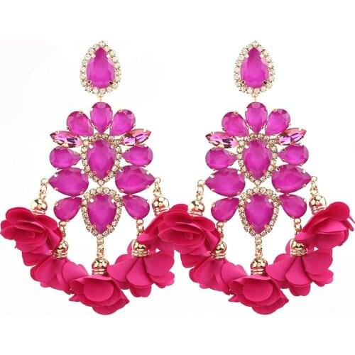 2021 New Crystal Earrings Long Big Earrings For Women Rhinestones Pendant Crystal Statement Earrings Fashion Jewelry Wholesale