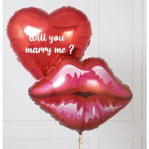 3PCS custom sticker"Will you marry me ?" with heart lips foil balloon for wedding engagement event party decorations