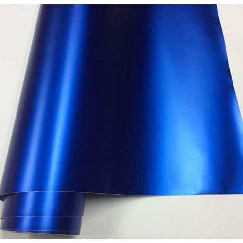 30cm*1/2/3/4/5/6M Good Quality Dark Blue Satin Chrome Vinyl Wrap Film Deep Blue Matt Chrome Vinyl Car Wrap Covering Air Bubbles