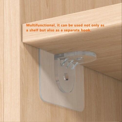 4/8/12pcs Adhesive Shelf Support Pegs Drill Free Nail Instead Holders Closet Cabinet Shelf Support Clips Wall Hangers