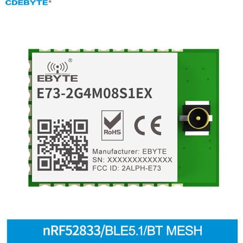 NRF52833 2.4GHz Wireless Audio Module Zigbee SMD E73-2G4M08S1EX BlE5.1 Bluetooth Mesh 120m SOC IPEX Antenna iBeacon IoT DIY