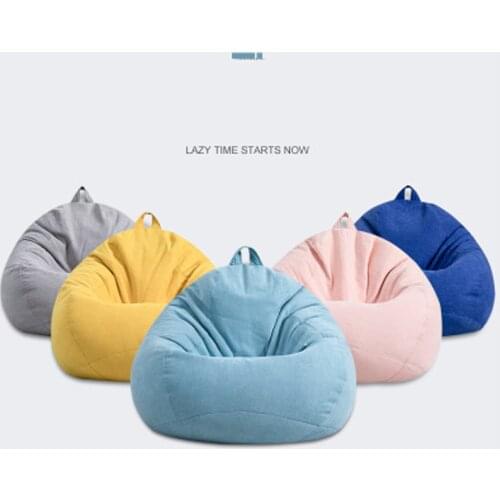 S/M/L Lazy Sofa Cover Chairs without Filler Linen Cloth Lounger Seat Bean Bag Pouf Puff Couch Tatami Living Room Furniture Cover