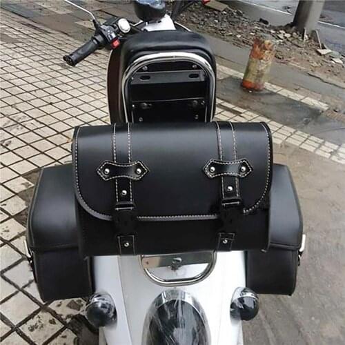 1 pcs Retro Black Motorcycle Saddle Bag Faux Leather Luggage Saddle bag Storage Tool Pouch Motorcycle Accessories 2020