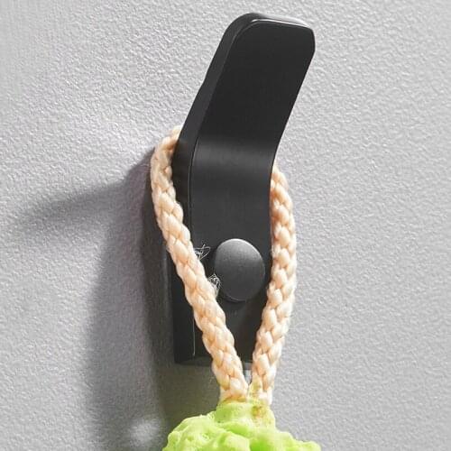Black Robe Hooks Key Aluminum Bathroom Towel Hook Wall Mounted Clothes Coat Hooks Rack Door Decorative Bathroom Hardrware