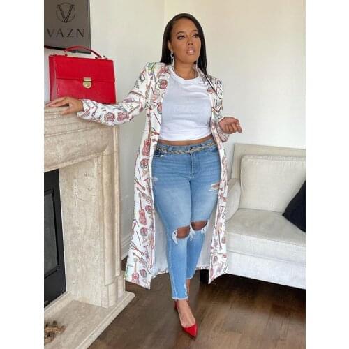 VAZN 2021 Autumn Plus Size Style Chiffon Holiday Outwears Retro Joker Young Full Sleeve Open Stitch Women X-Long Cloth