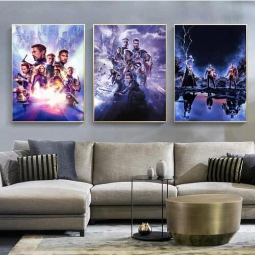 Canvas Painting Marvel Avengers Superhero Movie Character Poster Print Fashion Wall Art Pictures for Kid Living Room Decoration