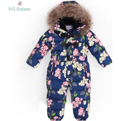 803 Children Russia Winter -30 Degree Thicken Rompers Baby Boy Warm Hoodie Clothes Girls Windproof Snowsuit Down Jacket Jumpsuit