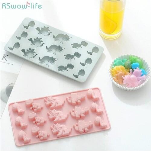 Creative Dinosaur Silica Gel Chocolate Mould Ice Block Mould 15-Grid Kitchen Tool DIY Children Funny Plaster Mold Dessert Tools