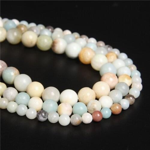 Natural Stone Polished Amazonite Round Beads For Jewelry Making 4 6 8 10 12mm Gem Loose Beads Diy Bracelet Necklace Dropship