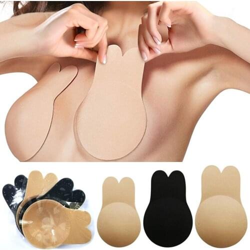 CDJLFH VIP 1 Pair Sticky Ras For Women Invisible Bra Push Up Bralette Silicone Strapless Bra Reusable Kawaii Rabbit Bra Pads