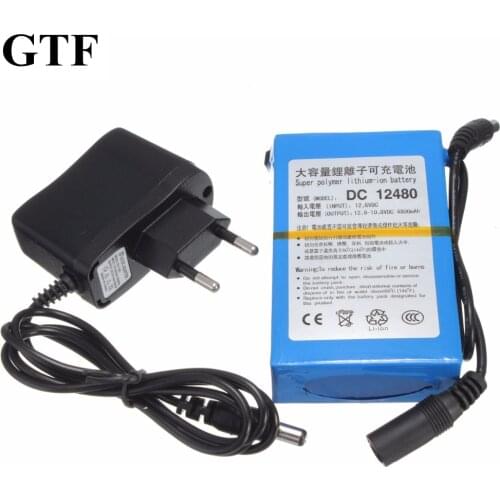 GTF 12V 4800mAh Lithium Battery pack Rechargeable Battery with AC Power Charger EU/US Plug for CCTV camera wireless transmitter