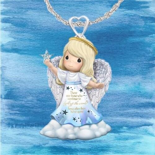 Fashion Jewelry Angel Choker Aesthetic Women Pendant Cute Angel Feather Girl Halloween Jewelry Fashion Jewelry Fairy Pendant