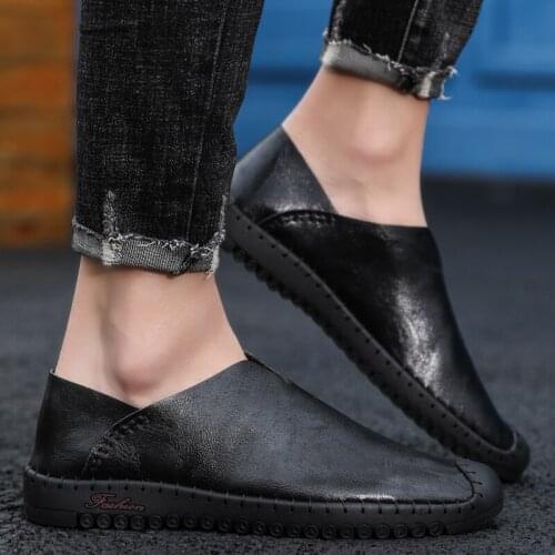 Fashion Men Loafers handamde sewing Soft Comfortable Moccasins Shoes Men Sneakers Flats Leather Casual Shoes Youth Male Footwear