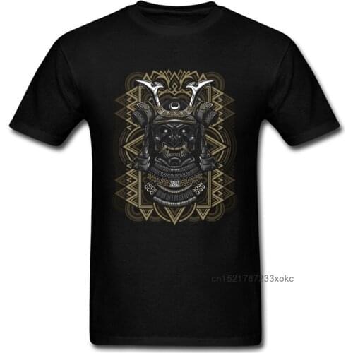Men T Shirt Samurai Mask T-shirt Summer Black Tshirt Legend Anime Clothing Warrior Game Tops Vintage Fitness Teeshirt