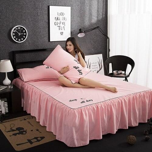 Summer Nordic Solid Color Bed Skirt Pillowcase 48X74Cm Princess Wind Bed Cover Sheets Bedroom Bedding Student Dormitory