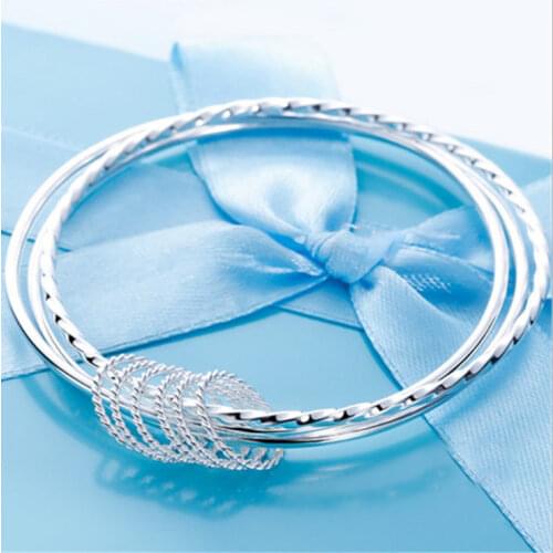 NEW fashion charms silver color charm 6cm Circle bangle bracelets for women wedding fashion jewelry Christmas gifts LB005