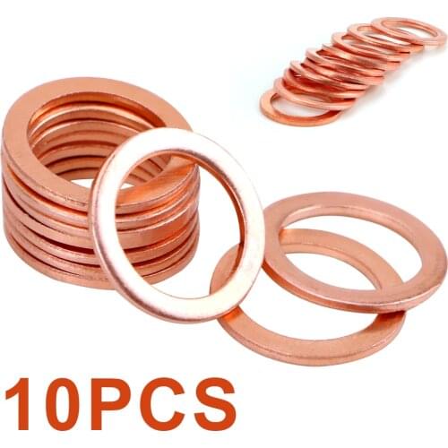 10 Pieces/Set Sump Plug Oil Seal Tools Solid Copper Crush Washers for Car Truck Vehicle 10*14*1mm Fasteners Accessories