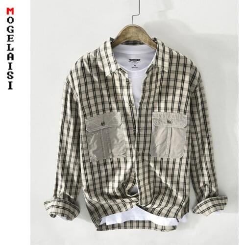 Mens Small plaid shirt 100% cotton soft long sleeve tops shirts casual slim fit big pockets high quality man clothing Z133