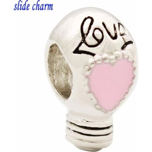 Slide charm Free shipping Love Lamp beads fit Pandora charm bracelet hand jewelry accessories