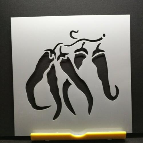 13*13 Long pepper Layering Stencils graffiti hand copied board hollowed out diy photo album graphic spray painting tool