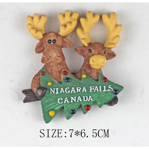 Canada Niagara Falls Tourist Gifts 3D resin Refrigerator Magnetic Stickers Elk Wapiti Travel Christmas Fridge Magnet Souvenir