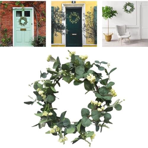 Wreath Artificial Green Eucalyptus Leaves Holiday Festival Door Hanging Wall Vines Garland Party Door Wall Window Wedding Decor
