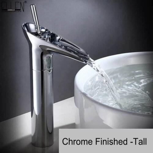 Vidric Bathroom Tall Faucet Hot and Cold Water Mixer Crane Bath Vessel Sink Faucets Single Handle Waterfall Mixer Tap 902