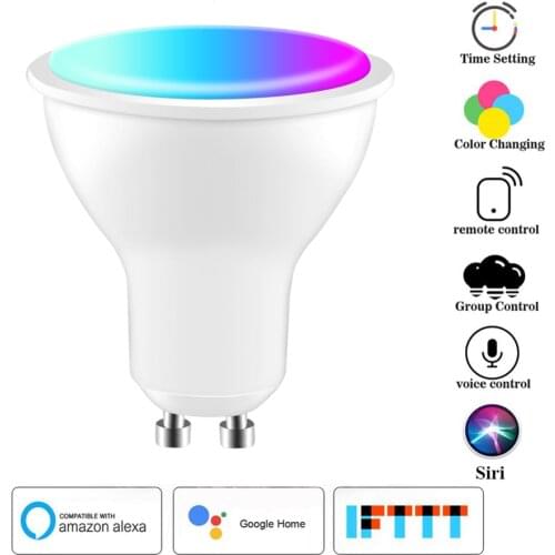 WiFi Smart LED Bulbs RGBW 6W LED Lamps GU10 GU5.3 E27 APP Remote Control Dimmable Smart Light Bulb Work With Alexa/Google/IFTTT