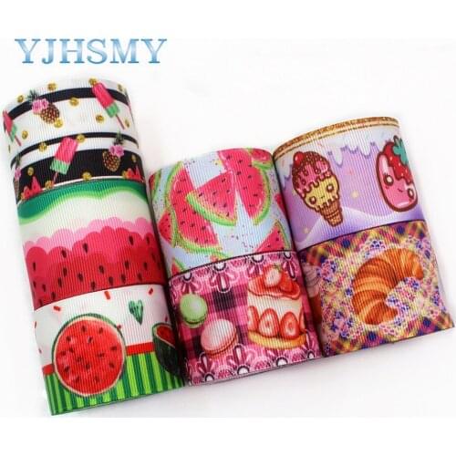 YJHSMY I-19320-641,38mm 10yards fruit Thermal transfer Printed grosgrain Ribbons,bow cap DIY handmade accessories decorations