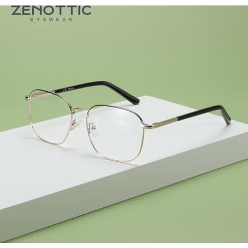 ZENOTTIC Designer Alloy Optical Glasses Frame Men Business Oversize Square Full Frame Spectacles Myopia Prescription Eyeglasses