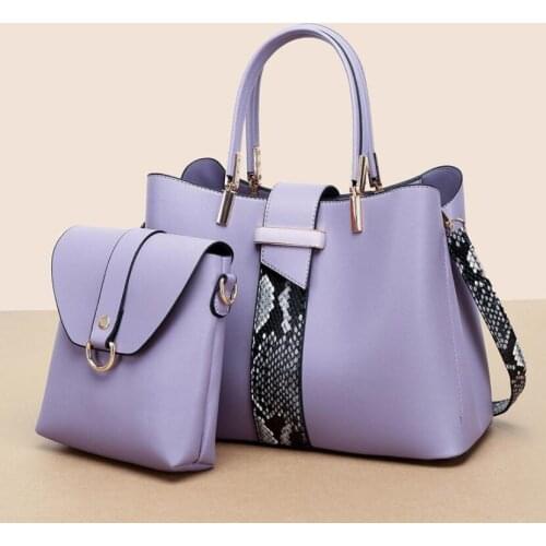 Womens bag 2020 new snake print color matching European American style womens handbag two-piece large capacity messenger bag