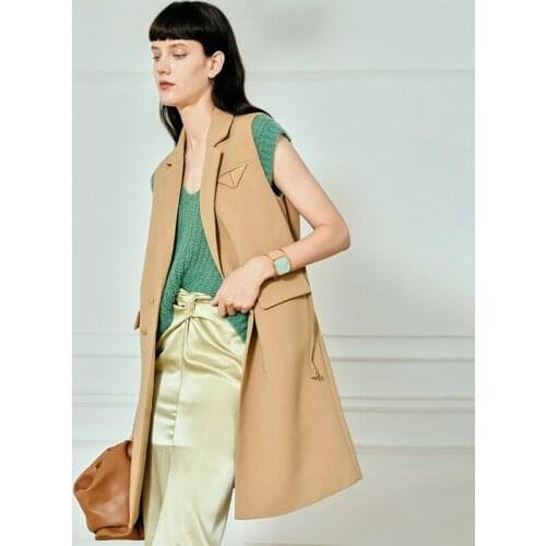 Vest Women Classical Designs Sleeveless Coat Turn down Neck Pockets Sashes Casual Vest Women New Fashion Style