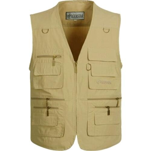 Waistcoat Vest Jacket Men Multi-Pocket Classic Male Sleeveless Coat Outdoor Photographer Fishing Jackets 5XL Vest Travel Clothes
