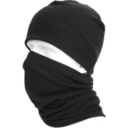 2Pcs Unisex Winter Warm Beanie Hat Circle Scarf Set Faux Fleece Solid Color Windproof Skull Cap Neck Gaiter Face Cover H9ED