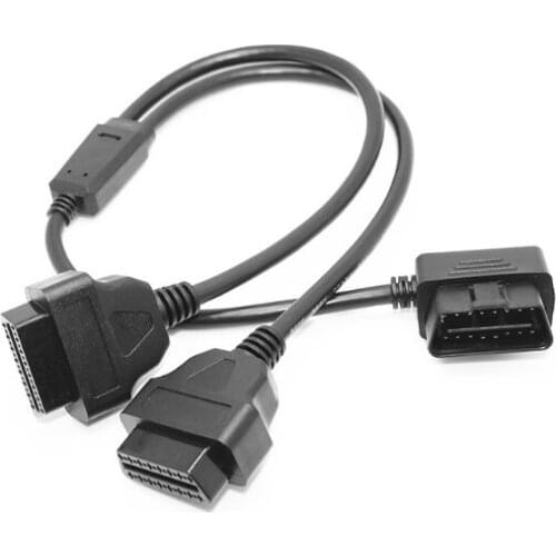 1-2 OBD2 16Pin Male to Female Y Splitter Extension Cable 50cm Adapter Connector