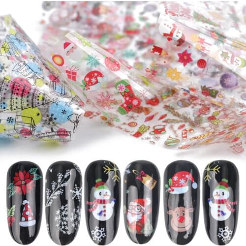 10 pieces christmas nail christmas sheet nail transfer sticker snow flower Elk gift Santa decal winter design Nail Art decoratio
