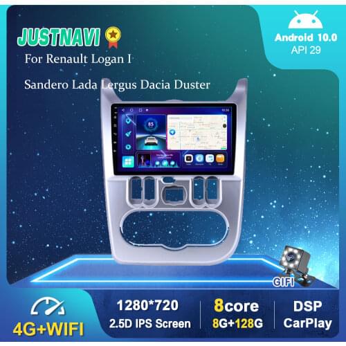 1280*720P Android 10.0 Car Radio Player For Renault Logan I Sandero Lada Lergus Dacia Duster 2009-2016 Navi GPS WIFI Carplay 9"
