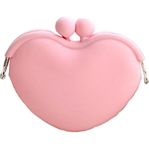 30PCS / LOT Silicone Heart-Shaped Wallet Candy Multicolor Heart-Shaped Coin Purses Key Bag Portable Mini Storage Bag
