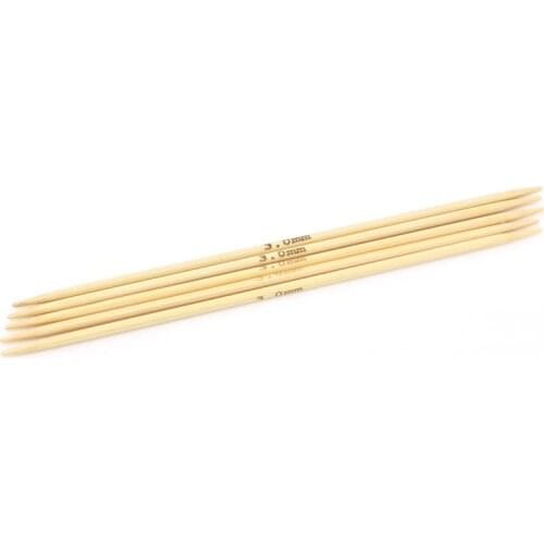 5PCs/Set Bamboo Knitting Needles Natural Hand Sewing Smooth Crochet Hook Double Pointed DIY Accessories (UK X/3.0mm) 15cm Long