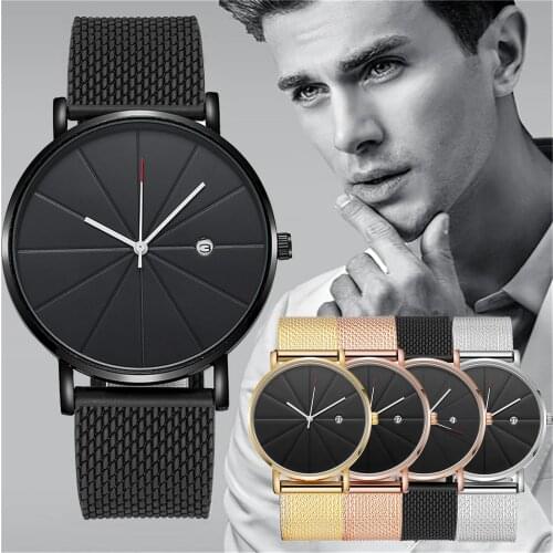 2021 Minimalist Mens Fashion Ultra Thin Watches Simple Men Business Stainless Steel Mesh Belt Quartz Watch Relogio Masculino