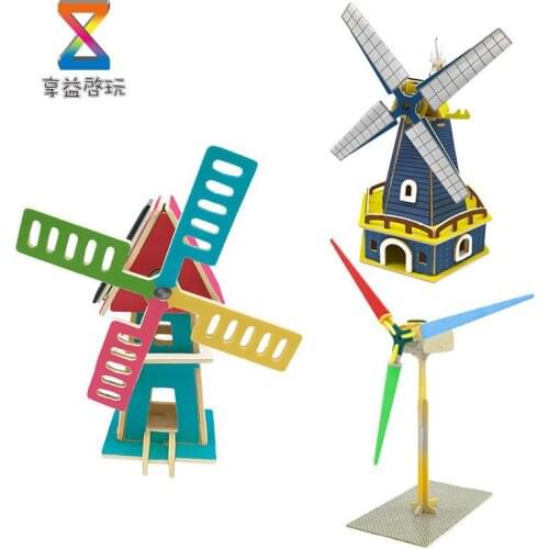 3d childrens novelty wooden educational toys diy solar wooden puzzle