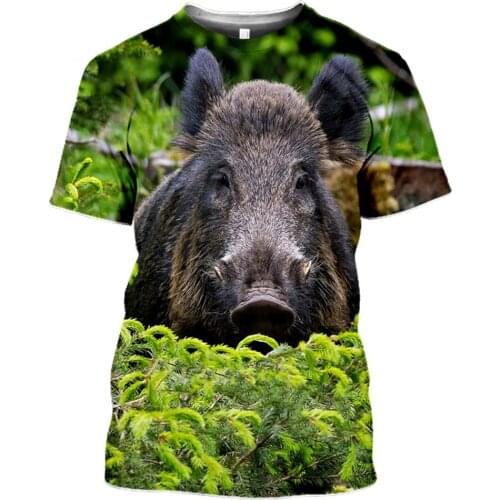 Summer Fashion Mens T Shirts Hunting Wild Boar Animals Harajuku 3D Printed T-Shirt Funny Hip Hop Short Sleeve Tees Tops