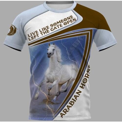 PLstar Cosmos Arabian Horse 3D Printed t-shirt Harajuku Streetwear T shirts Funny Animal Men For Women Short Sleeve