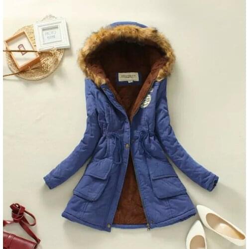 Cotton Clothing Thickened Womens Hooded Tooling Cotton Coat Female Warm Fur Collar Lamb Velvet Winter Large Size Slim Coat Z481